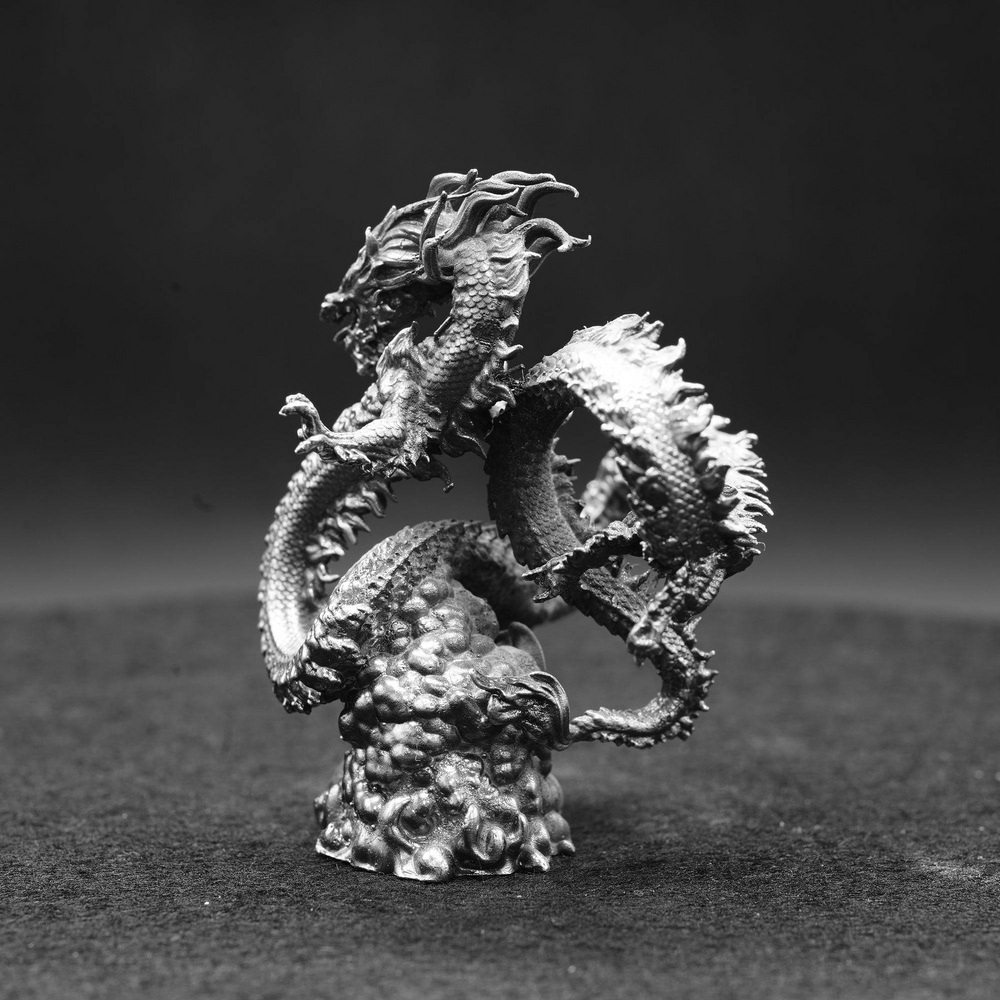 Asian Dragon hand-poured 999+ silver statue by Gold Spartan
