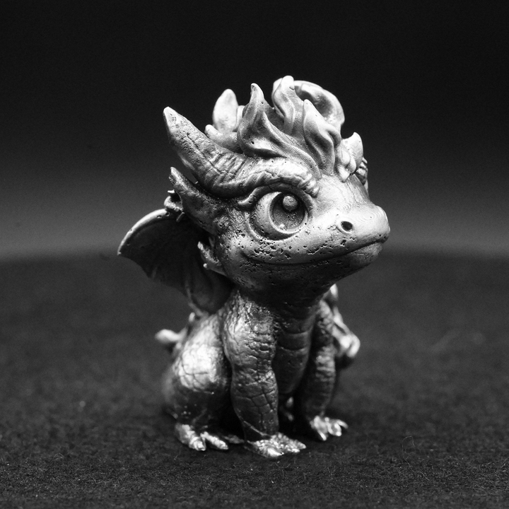 Baby Fire Dragon hand poured 999 silver statue collectible by Gold Spartan