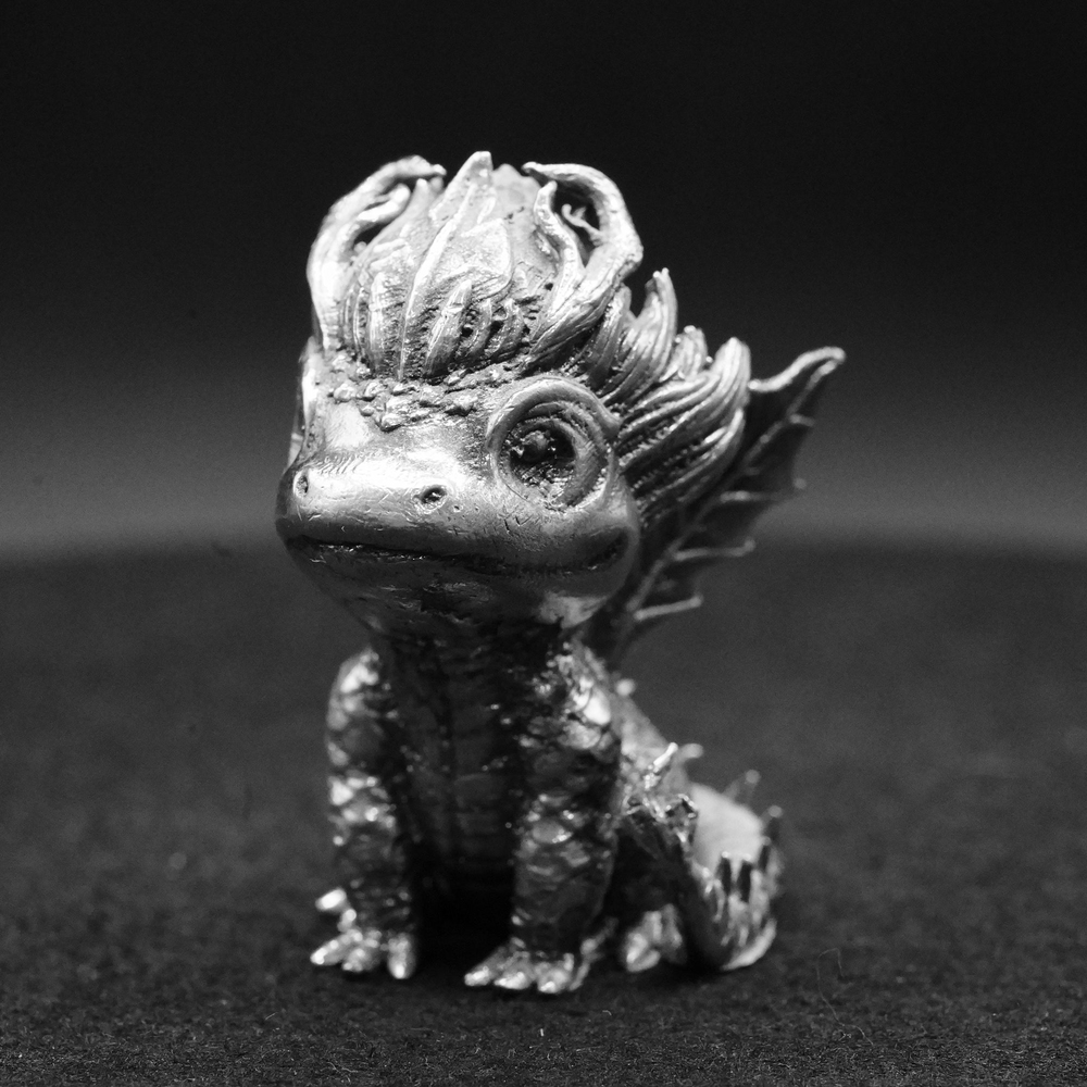 Baby Forest Dragon hand-poured 999+ silver statue by Gold Spartan
