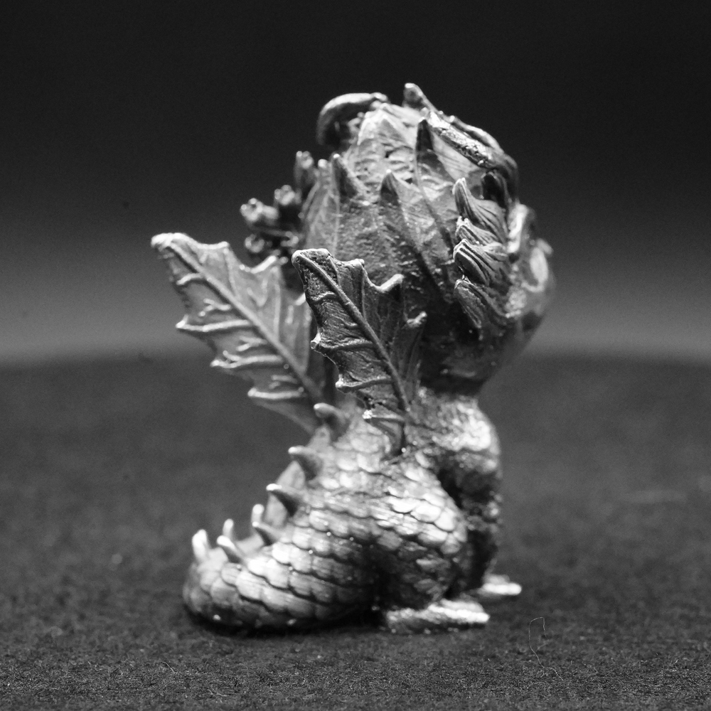 Baby Forest Dragon hand-poured 999+ silver statue by Gold Spartan
