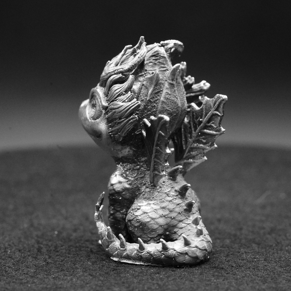 Baby Forest Dragon hand-poured 999+ silver statue by Gold Spartan