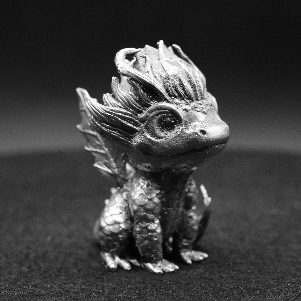 Baby Forest Dragon hand-poured 999+ silver statue by Gold Spartan