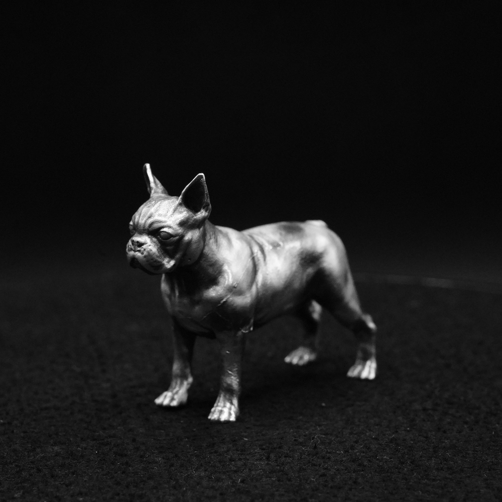 Boston Terrier hand poured 999 silver statue collectible by Gold Spartan