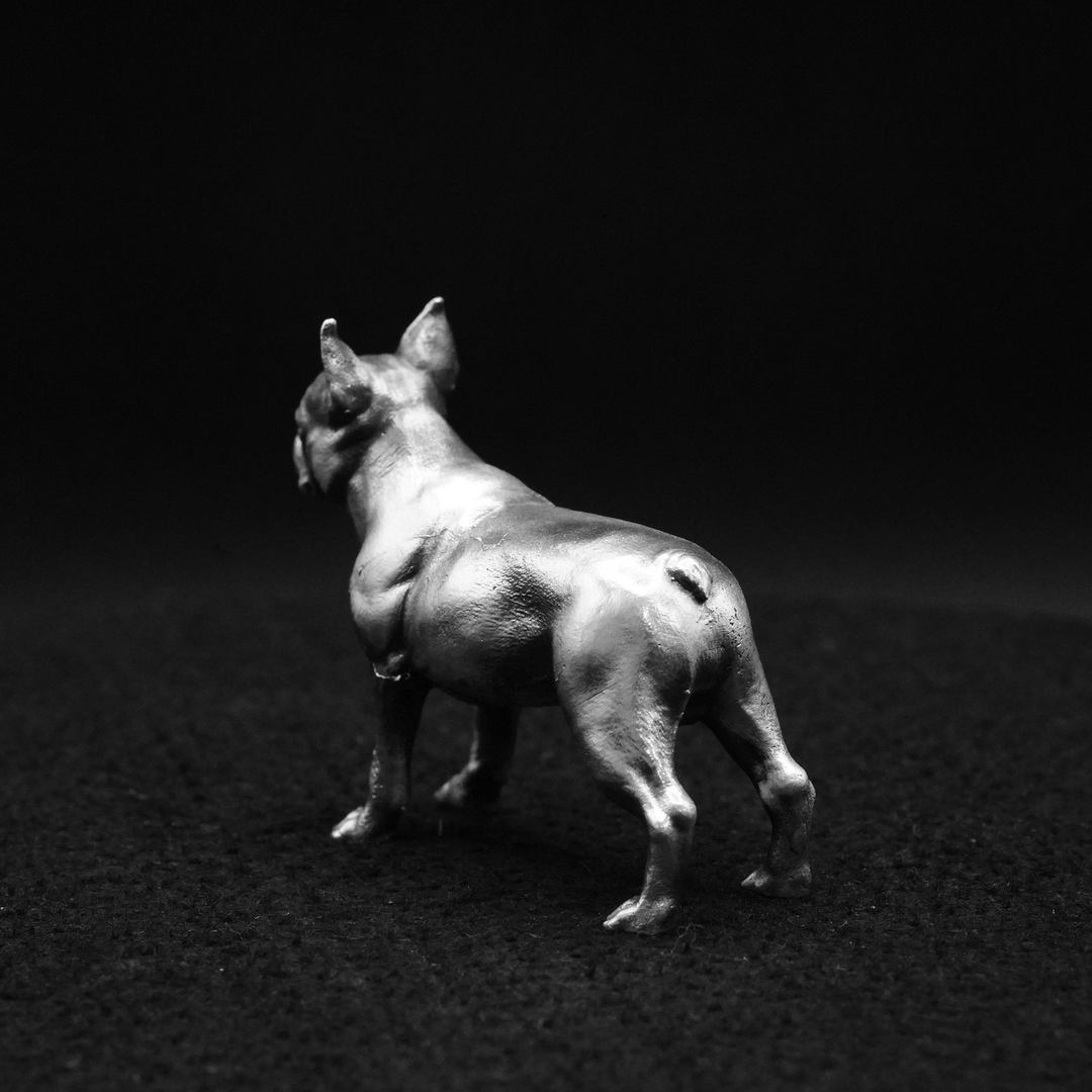 Boston Terrier hand poured 999 silver statue collectible by Gold Spartan