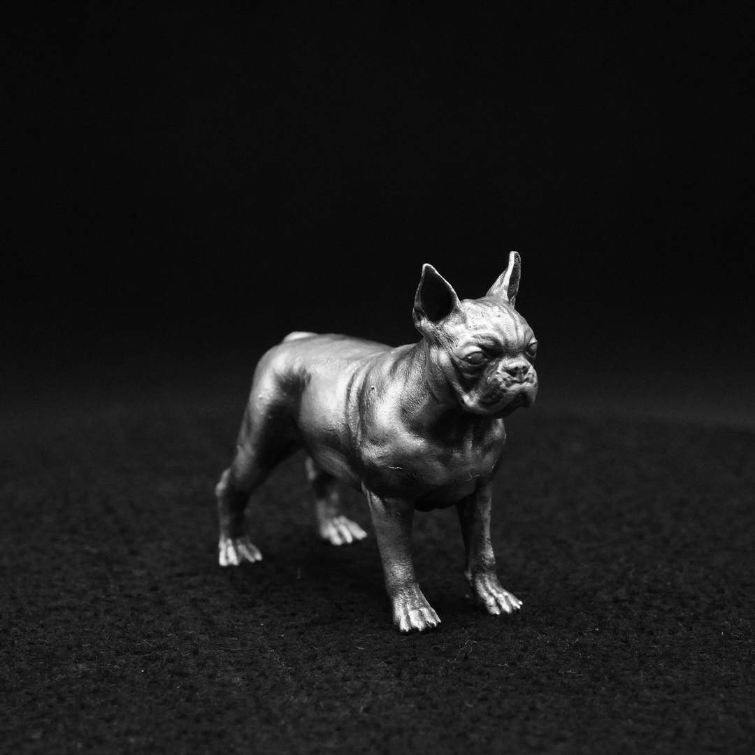 Boston Terrier hand poured 999 silver statue collectible by Gold Spartan