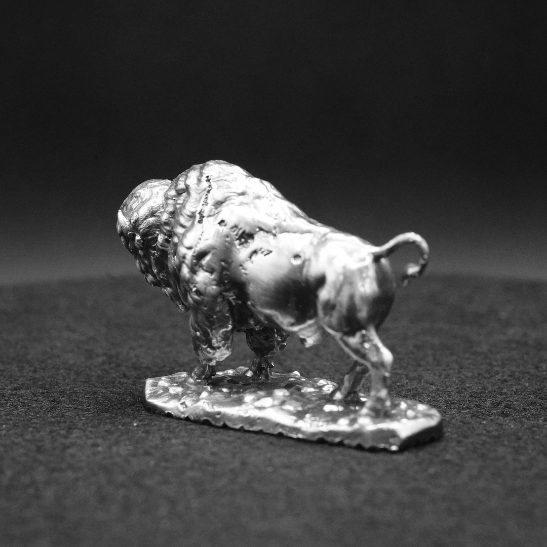 Buffalo hand poured 999 silver statue collectible by Gold Spartan