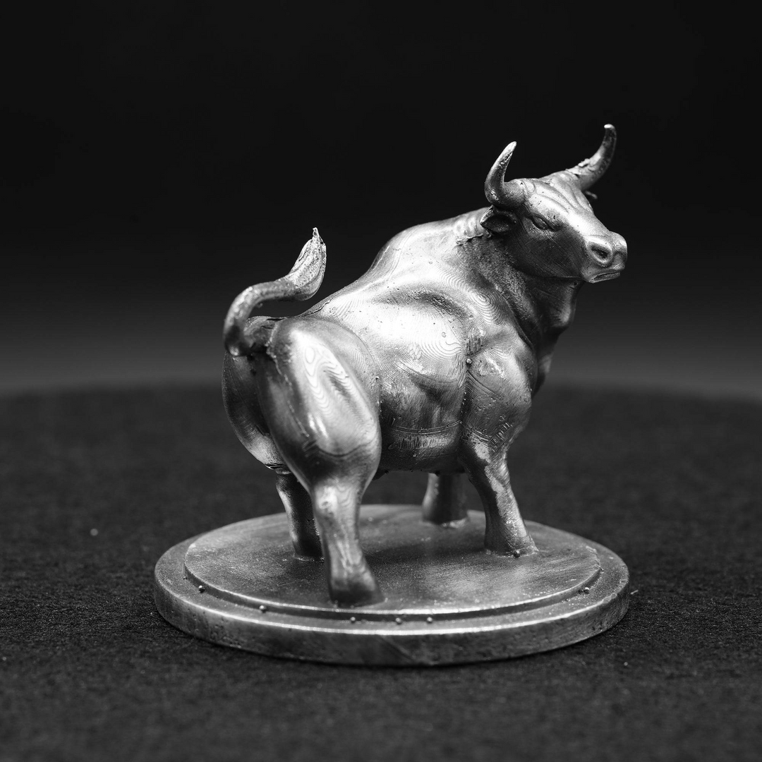 Bull hand poured 999 silver statue collectible by Gold Spartan