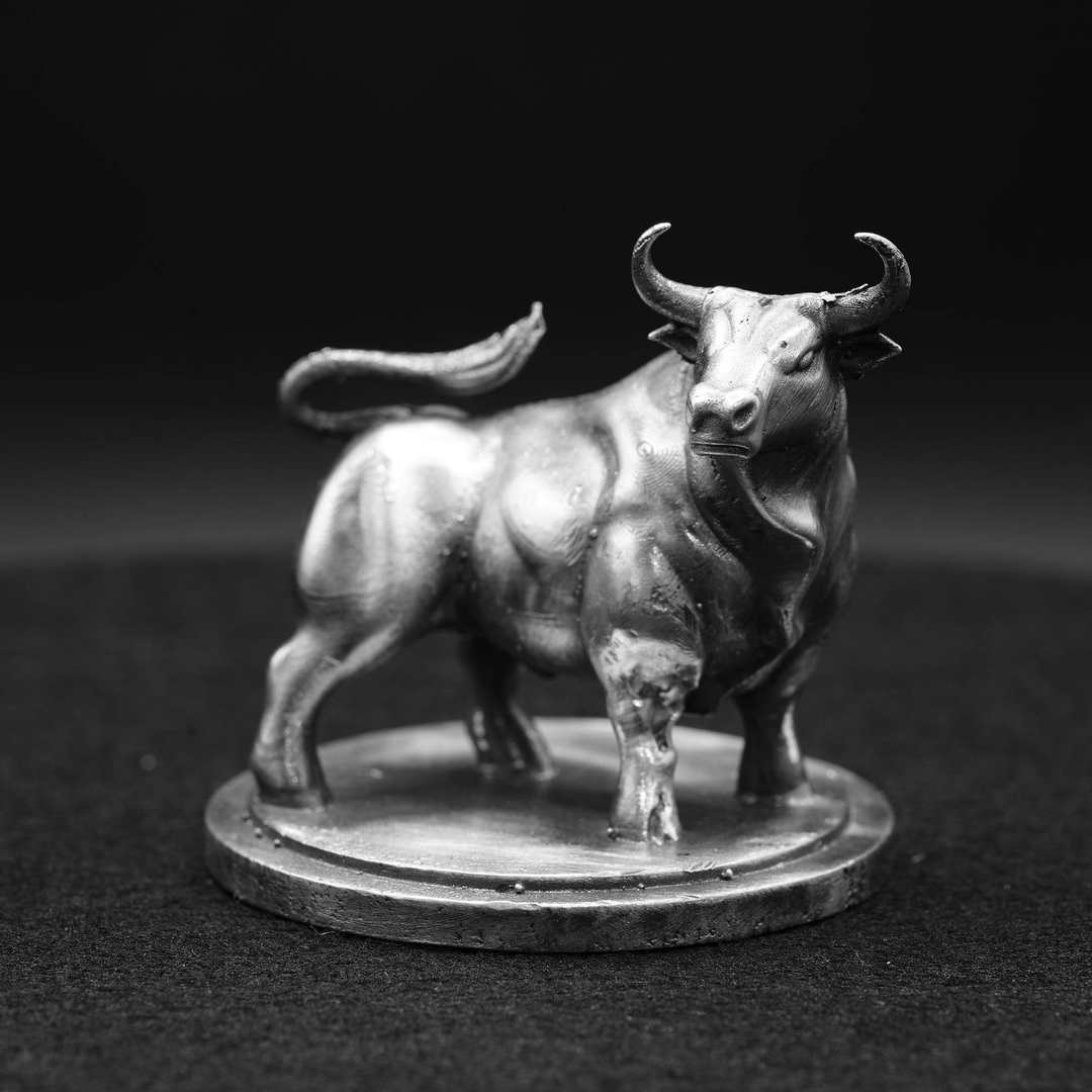 Bull hand poured 999 silver statue collectible by Gold Spartan