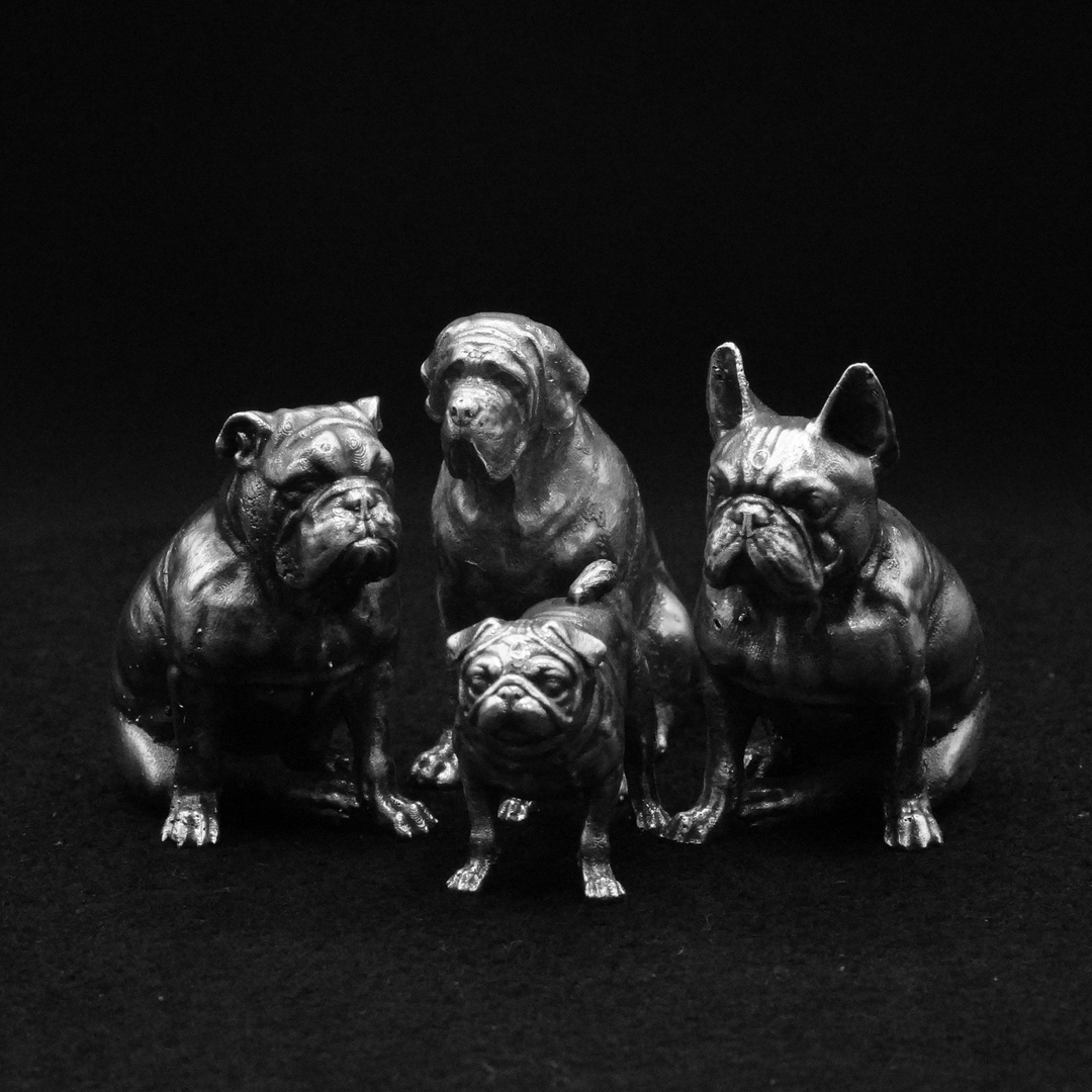 Bulldog hand poured 999 silver statue collectible by Gold Spartan