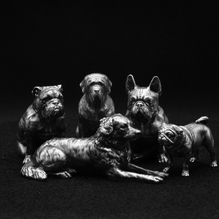 Bulldog hand poured 999 silver statue collectible by Gold Spartan