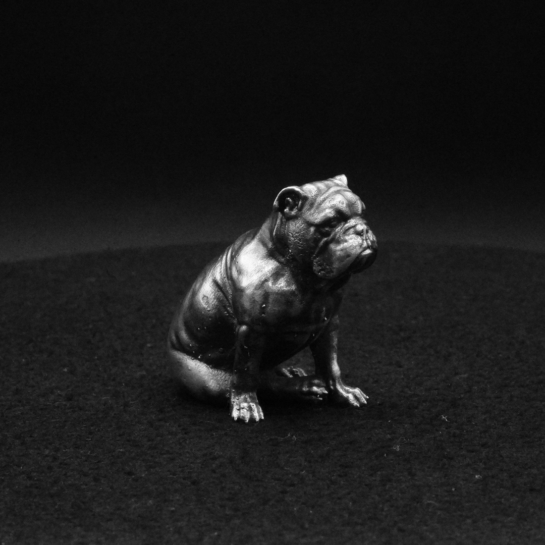 Bulldog hand poured 999 silver statue collectible by Gold Spartan