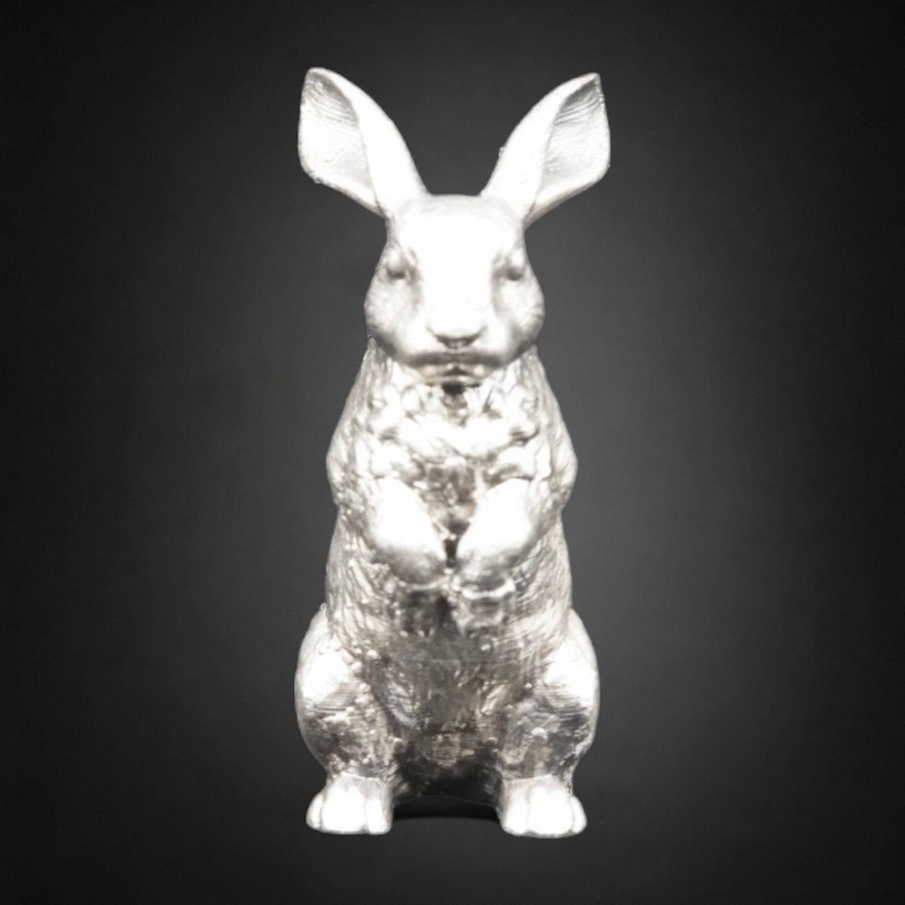 Bunny Rabbit hand poured 999 silver statue collectible by Gold Spartan