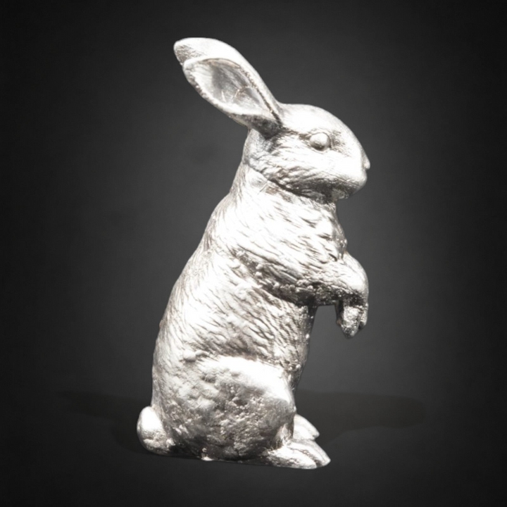 Bunny Rabbit hand poured 999 silver statue collectible by Gold Spartan