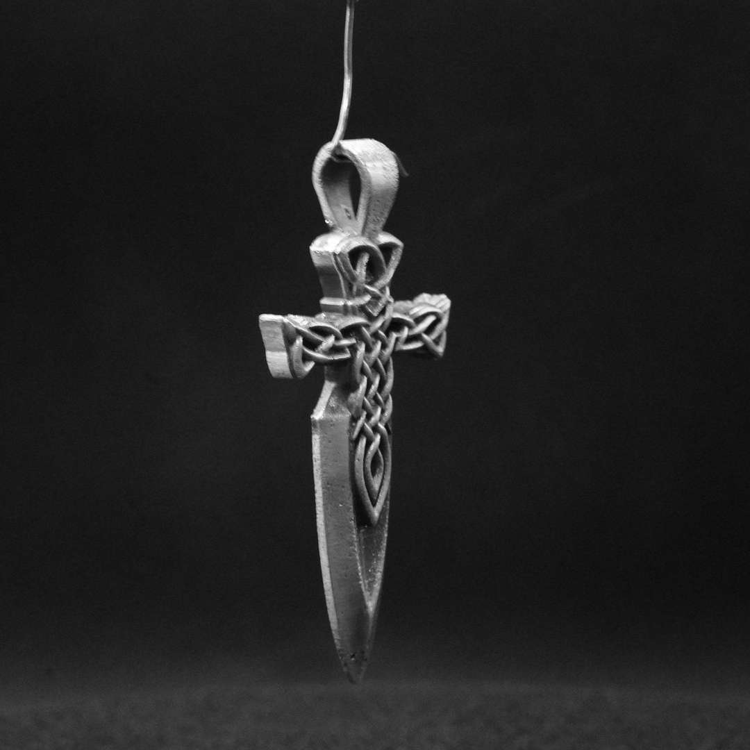 Celtic Cross Pendant hand poured 999 silver statue collectible by Gold Spartan