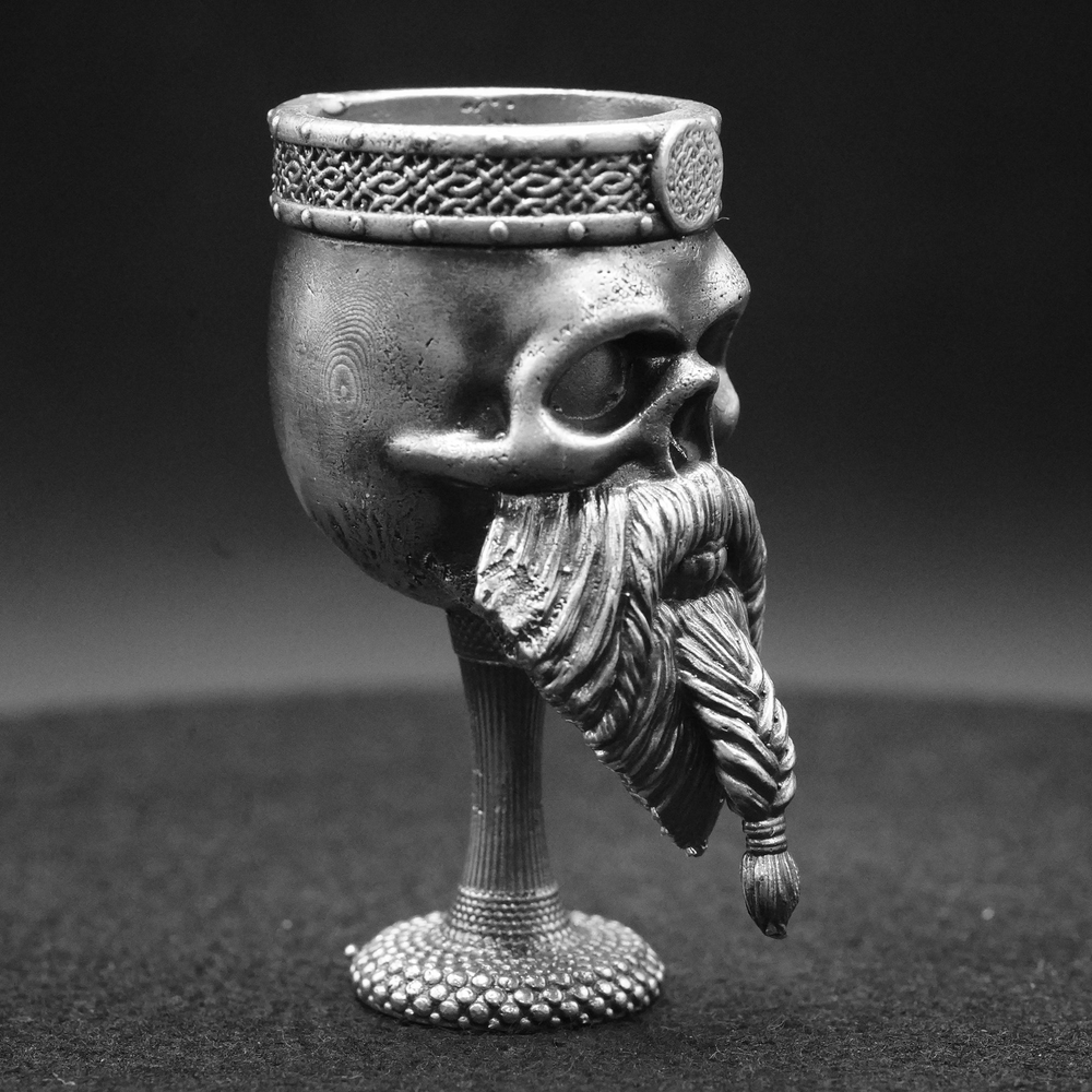 Celtic Skull Chalice hand-poured 999+ silver statue by Gold Spartan