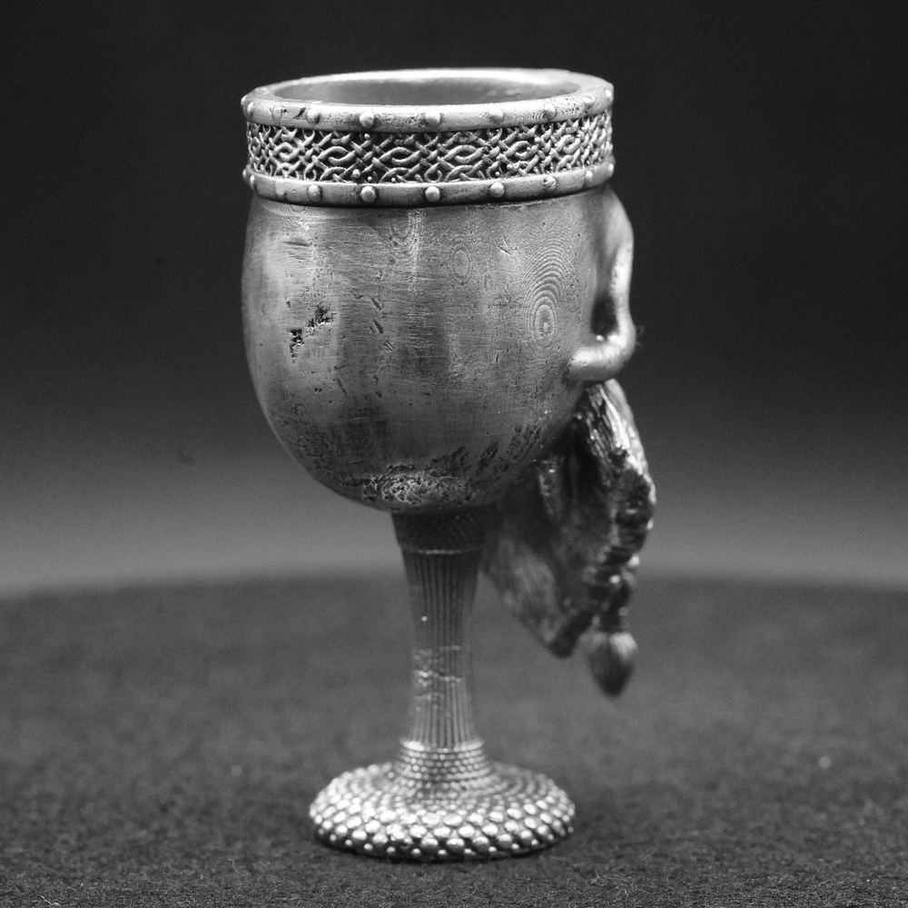 Celtic Skull Chalice hand-poured 999+ silver statue by Gold Spartan