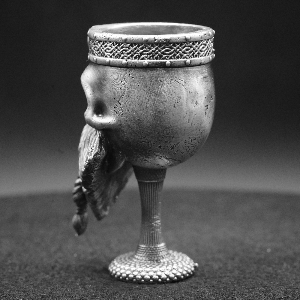 Celtic Skull Chalice hand-poured 999+ silver statue by Gold Spartan