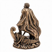 Odysseus bronze statue showing laser engraved serial number, weight, and purity