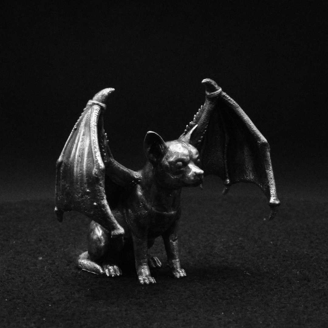 Chihuahua Demon hand poured 999 silver statue collectible by Gold Spartan