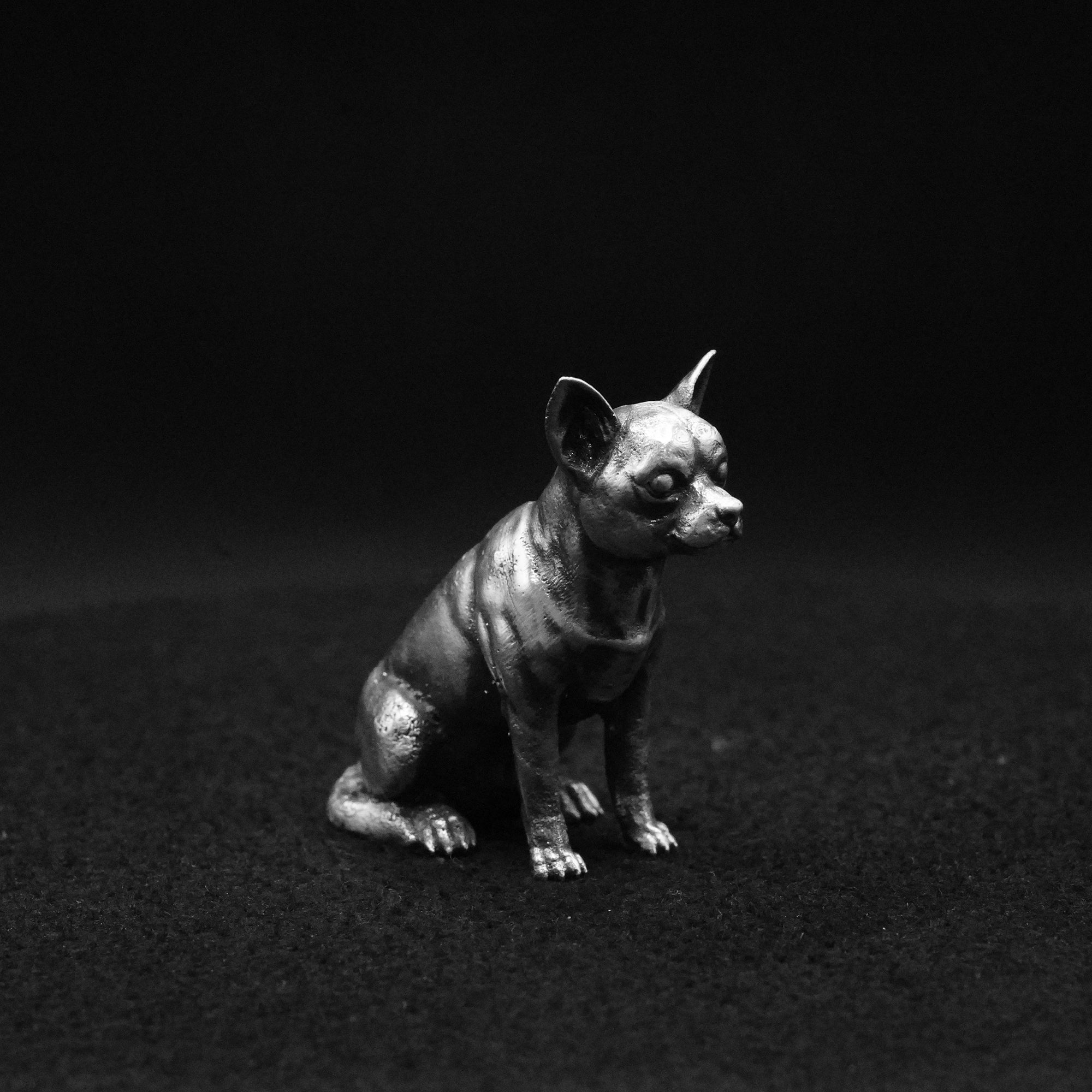 Chihuahua hand poured 999 silver statue collectible by Gold Spartan