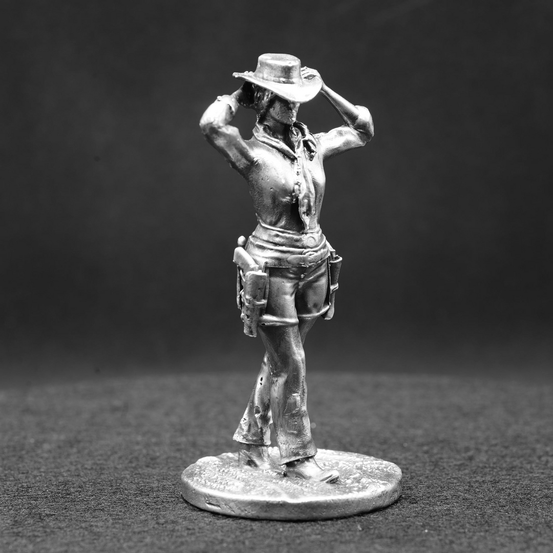 Cowgirl hand poured 999 silver statue collectible by Gold Spartan