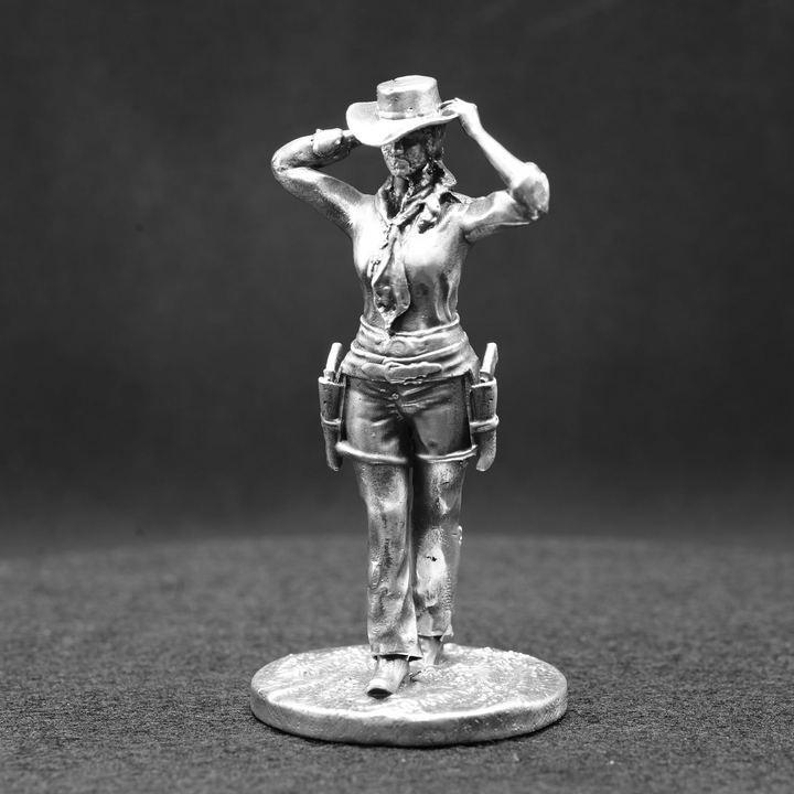 Cowgirl hand poured 999 silver statue collectible by Gold Spartan