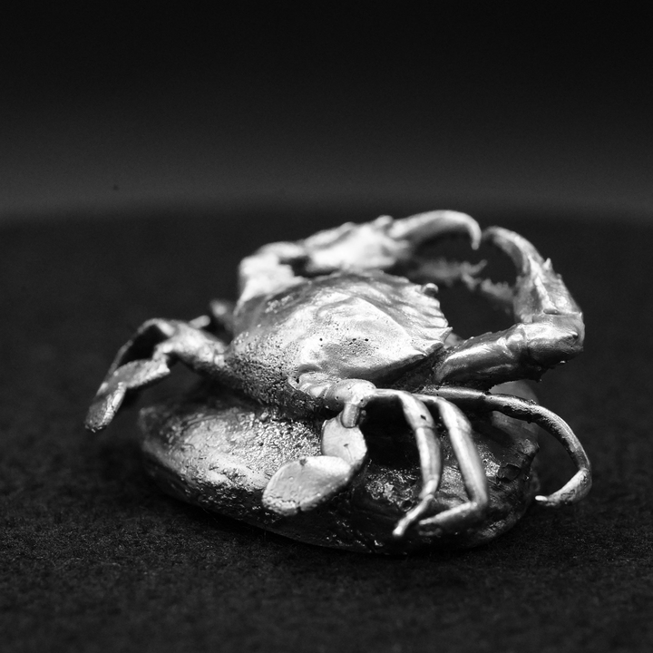 Crab hand poured 999 silver statue collectible by Gold Spartan