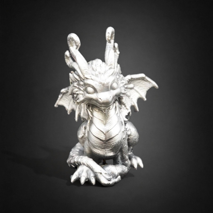 Cute Dragon hand poured 999 silver statue collectible by Gold Spartan