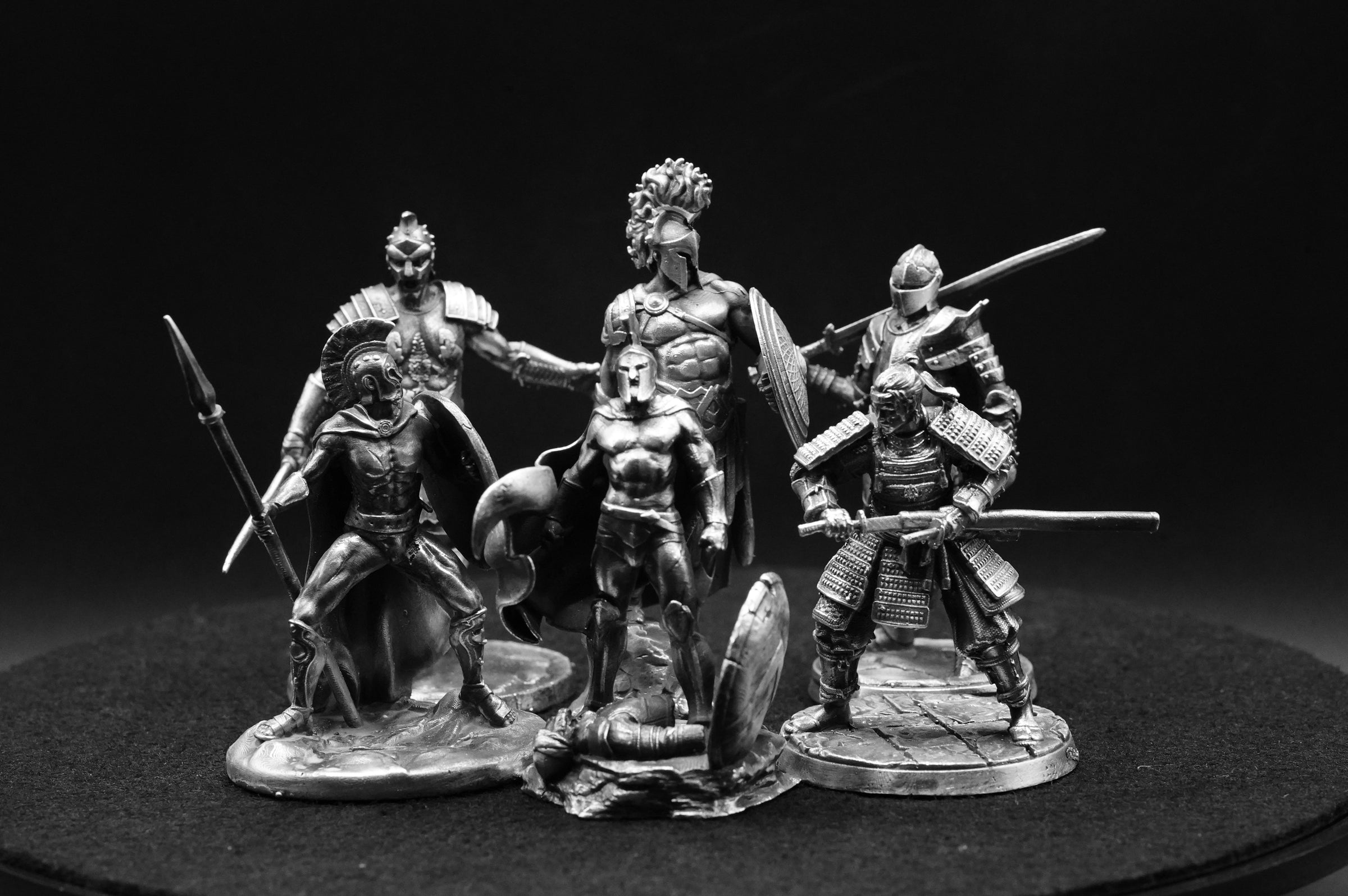 Warriors Hand Poured Silver Statues