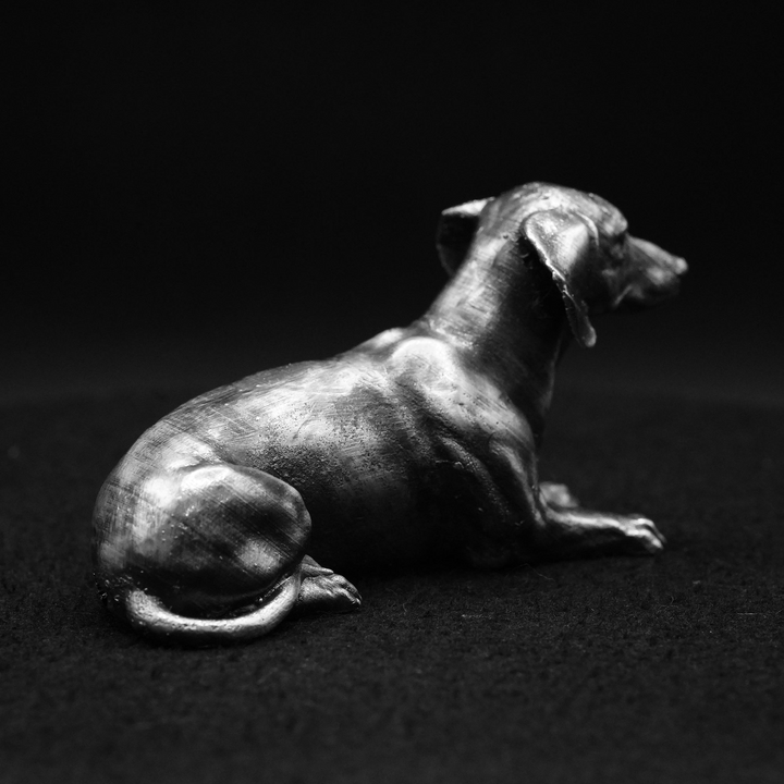 Dachshund hand poured 999 silver statue collectible by Gold Spartan