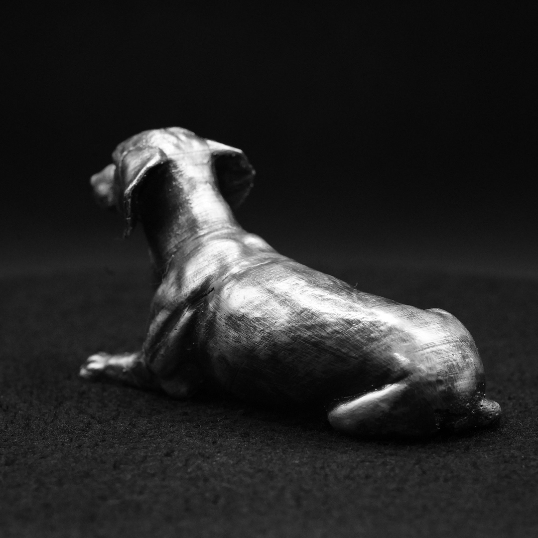 Dachshund hand poured 999 silver statue collectible by Gold Spartan