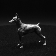 Doberman hand-poured 999+ silver statue by Gold Spartan
