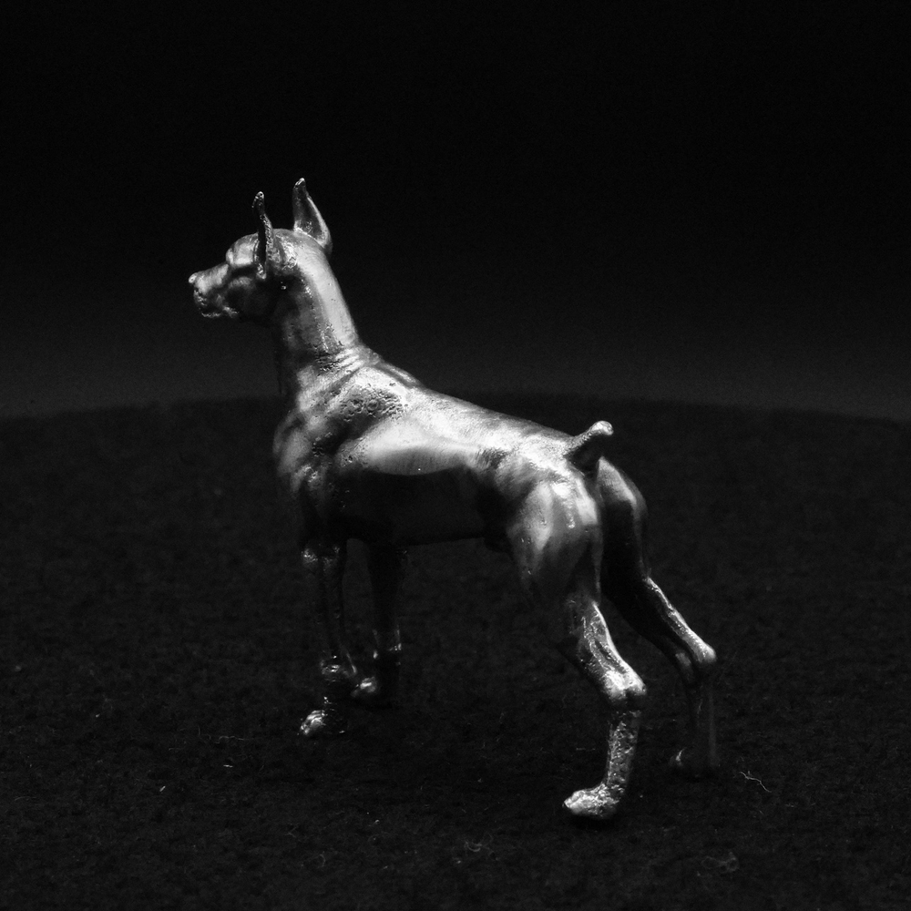 Doberman hand-poured 999+ silver statue by Gold Spartan