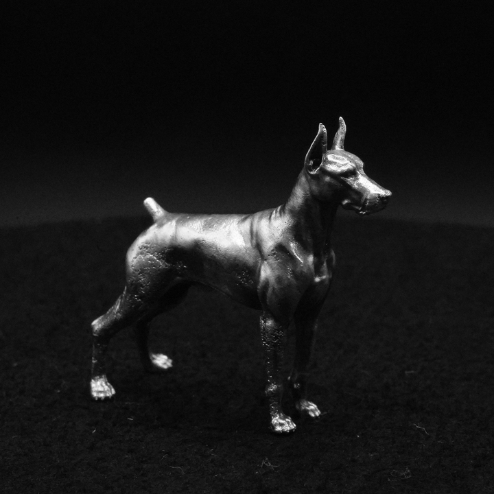 Doberman hand poured 999 silver statue collectible by Gold Spartan