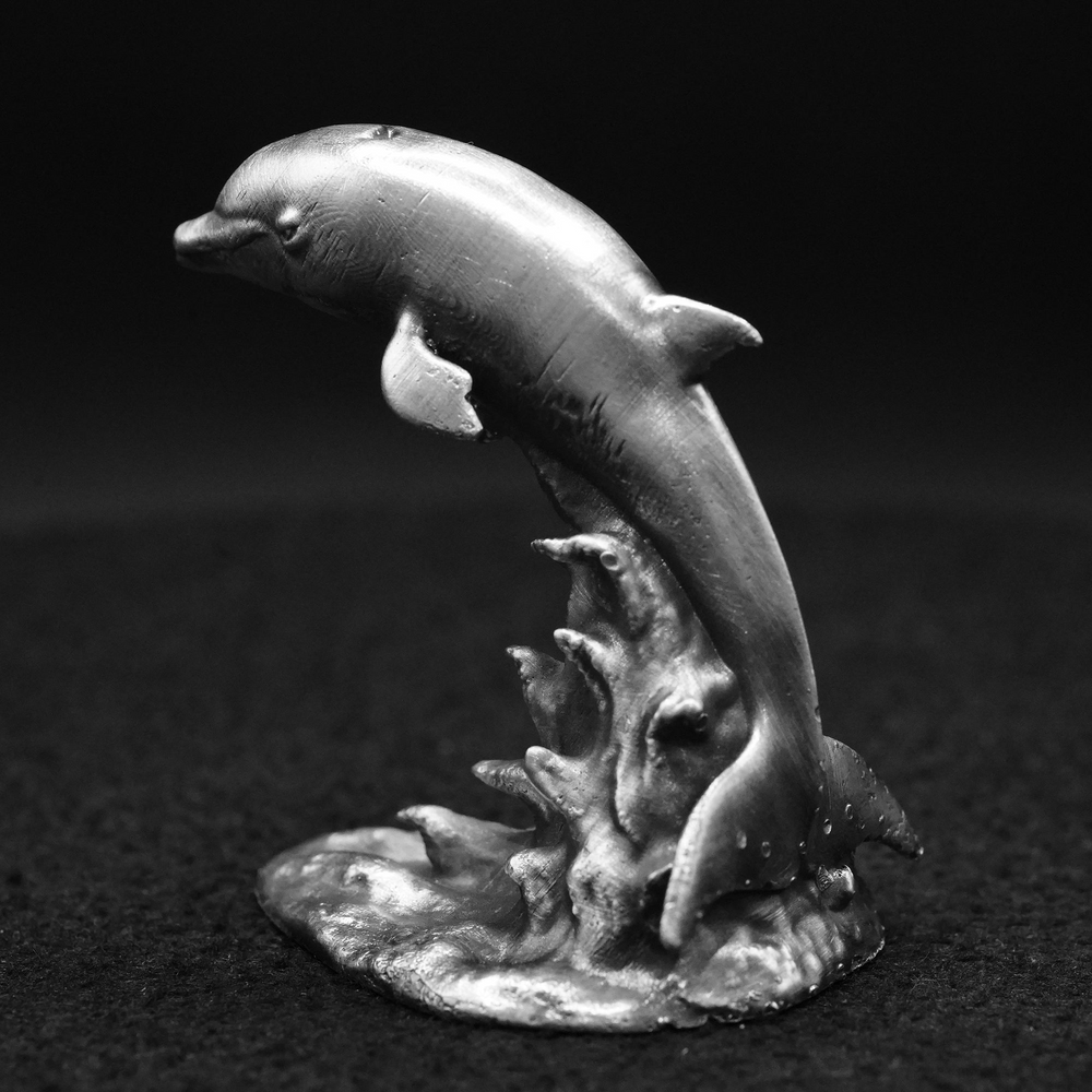 Dolphin V2 hand-poured 999+ silver statue by Gold Spartan