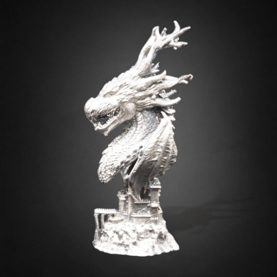 Dragon Castle hand poured 999 silver statue collectible by Gold Spartan