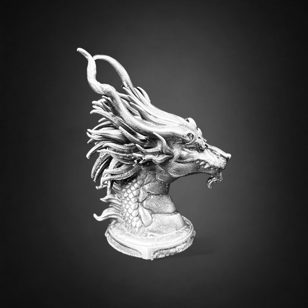 Dragon Head hand poured 999 silver statue collectible by Gold Spartan