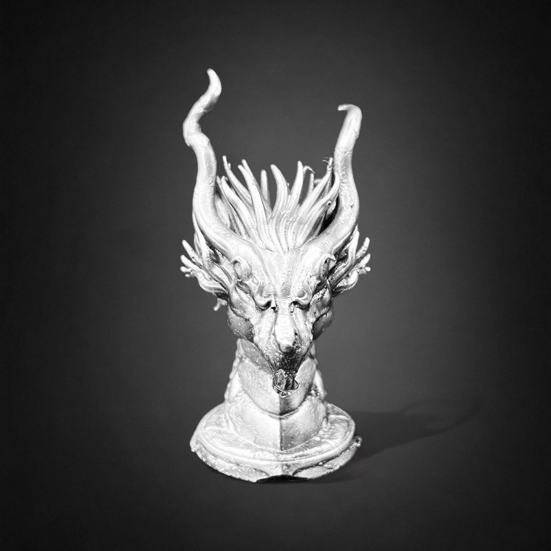 Dragon Head hand poured 999 silver statue collectible by Gold Spartan