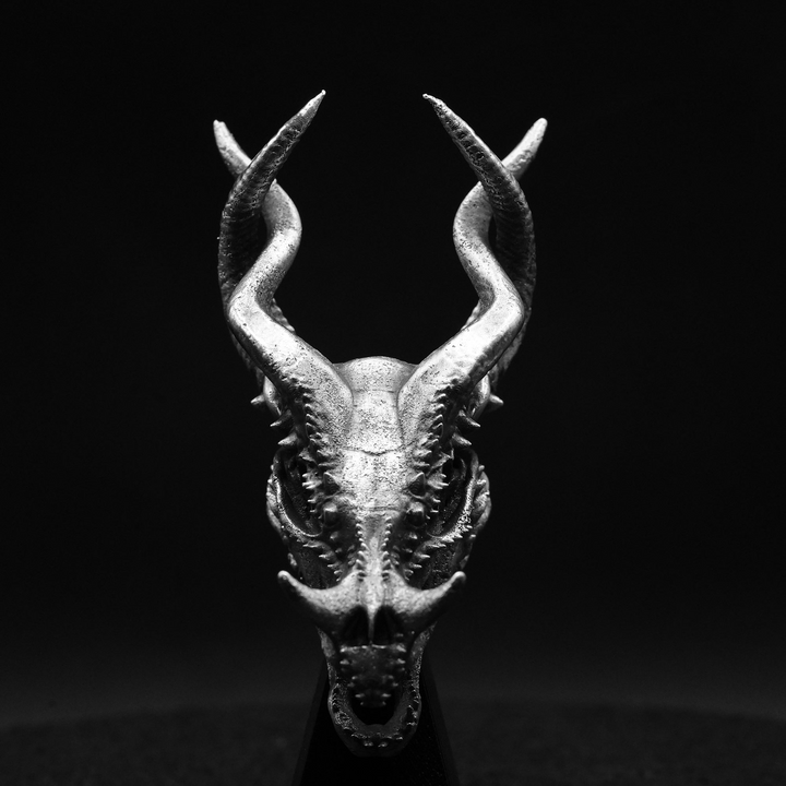 Dragon Skull V2 hand poured 999 silver statue collectible by Gold Spartan