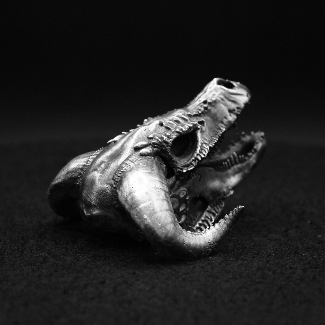 Dragon Skull hand poured 999 silver statue collectible by Gold Spartan