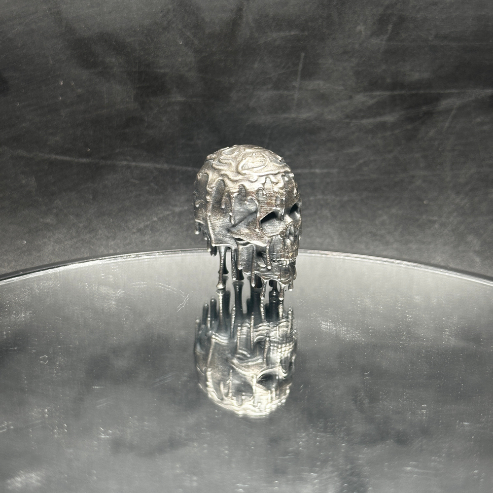 Dripping Skull V2 hand poured 999 silver statue collectible by Gold Spartan