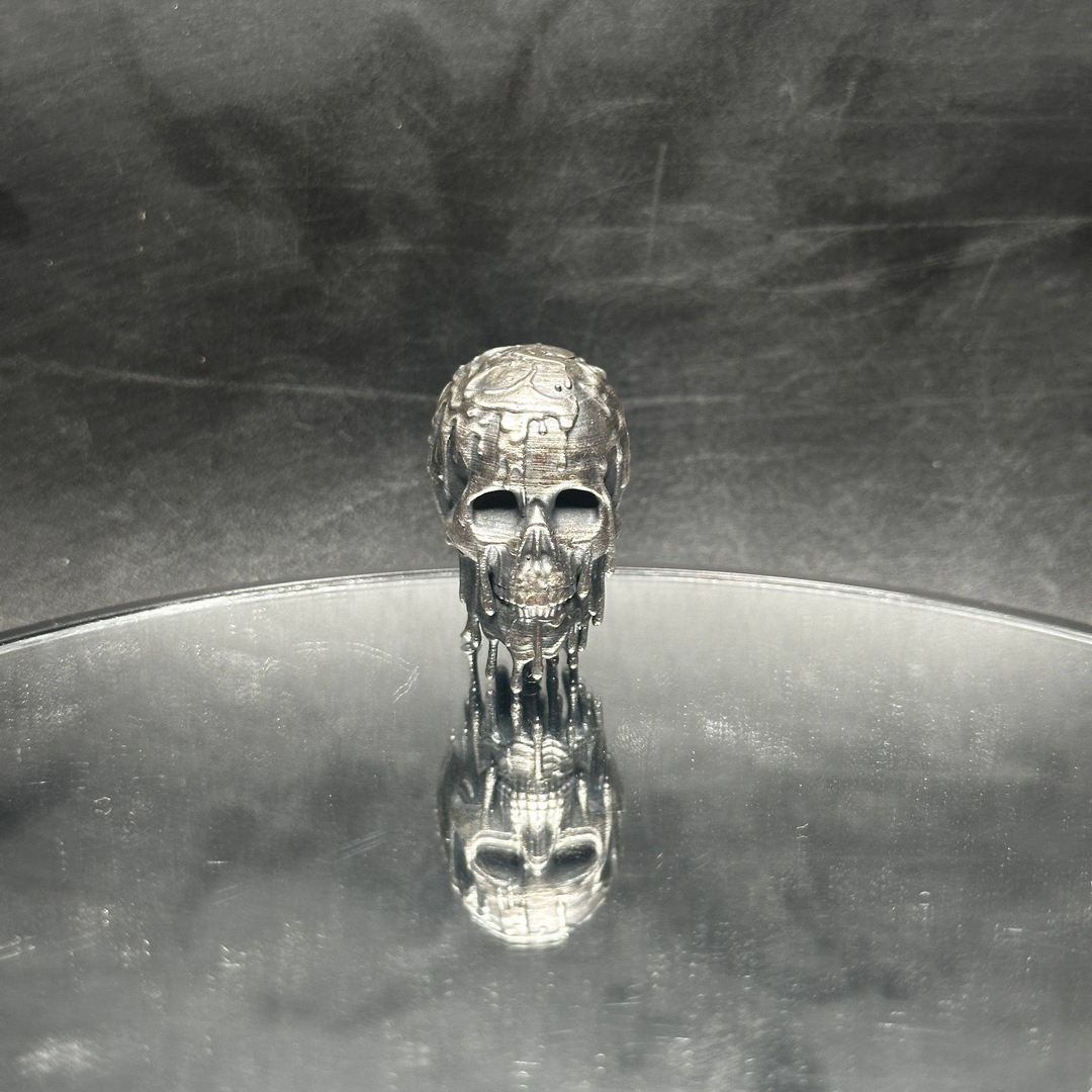 Dripping Skull V2 hand poured 999 silver statue collectible by Gold Spartan