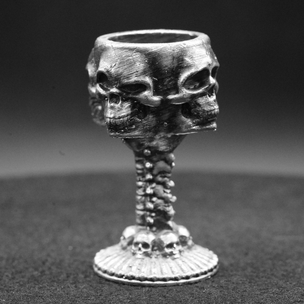 Four Skulls Chalice hand-poured 999+ silver statue by Gold Spartan