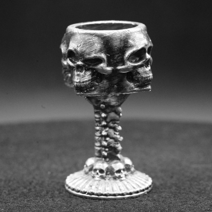 Four Skulls Chalice hand poured 999 silver statue collectible by Gold Spartan