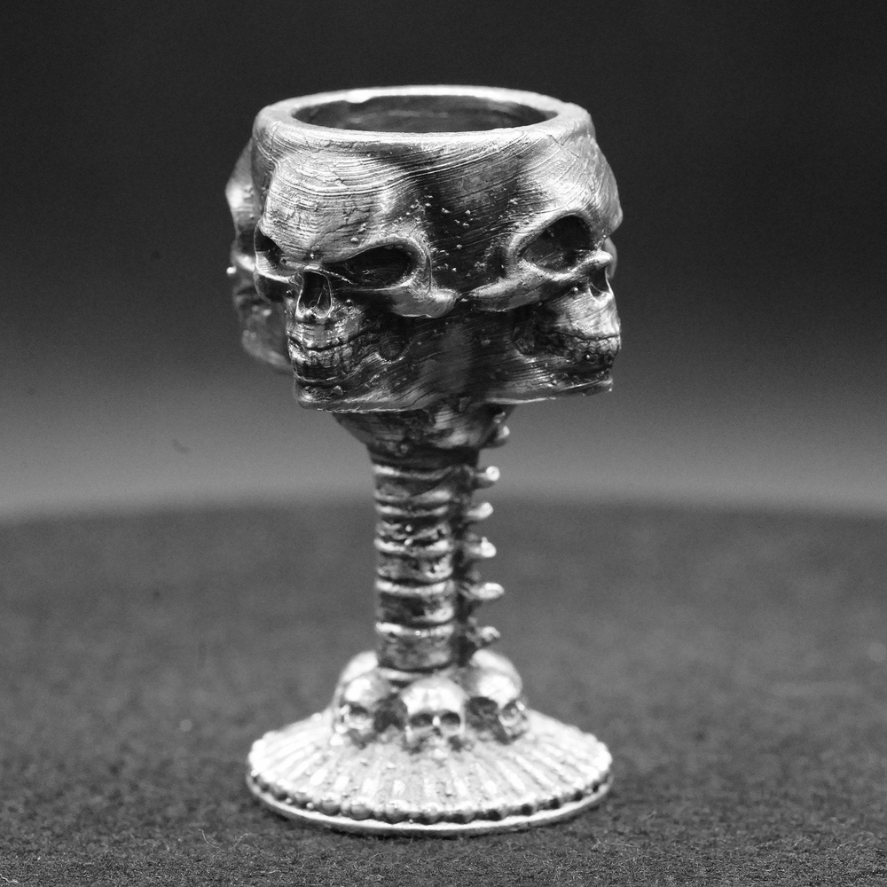 Four Skulls Chalice hand-poured 999+ silver statue by Gold Spartan