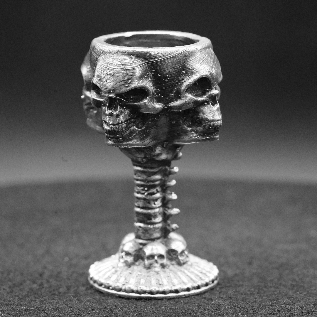 Four Skulls Chalice hand poured 999 silver statue collectible by Gold Spartan