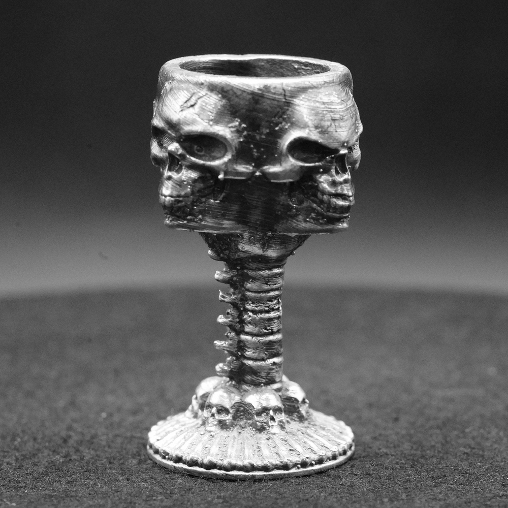 Four Skulls Chalice hand-poured 999+ silver statue by Gold Spartan