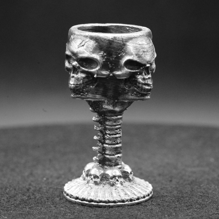 Four Skulls Chalice hand poured 999 silver statue collectible by Gold Spartan