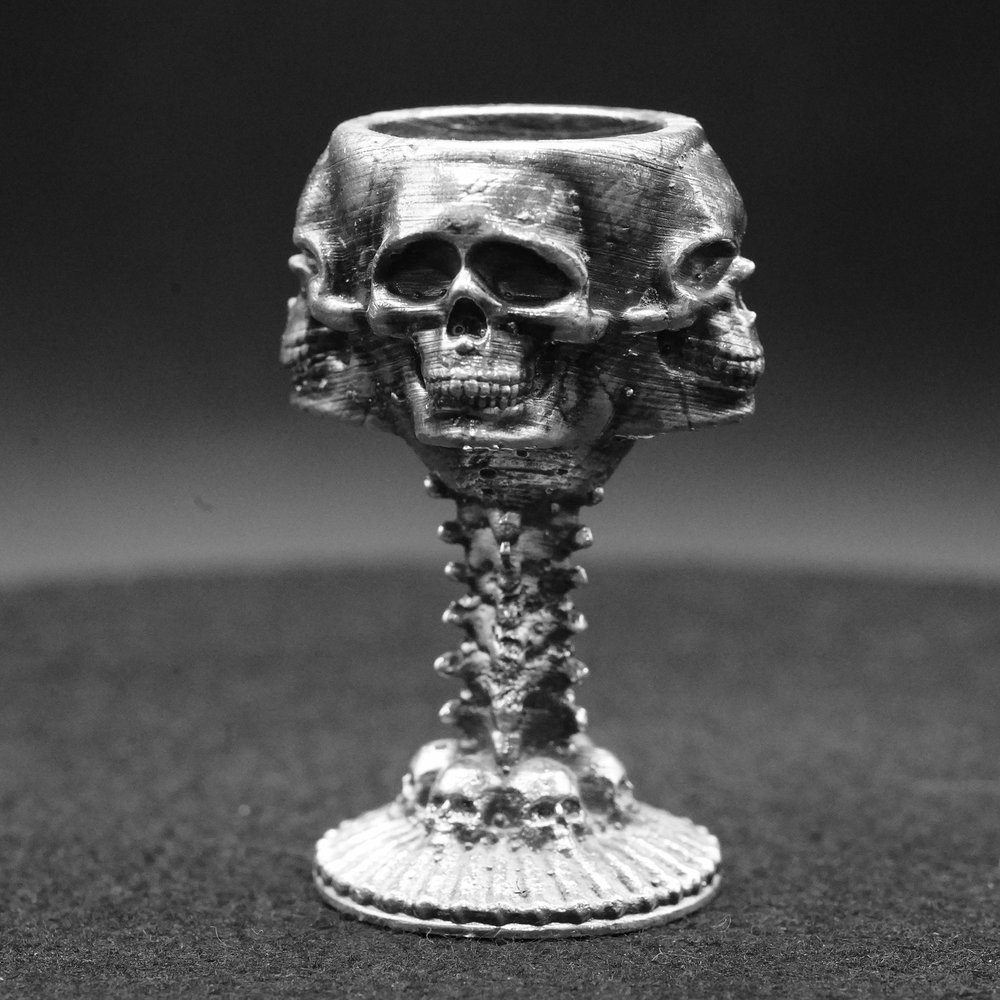 Four Skulls Chalice hand-poured 999+ silver statue by Gold Spartan