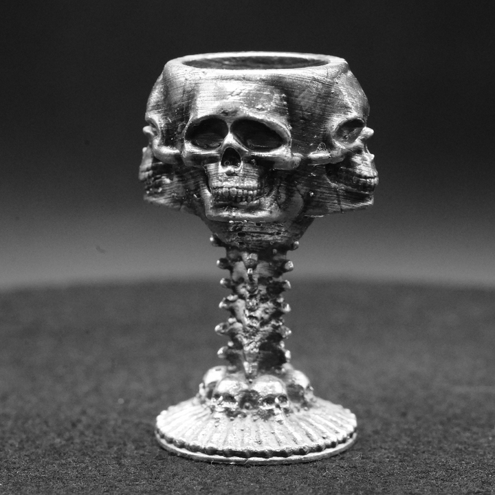 Four Skulls Chalice hand poured 999 silver statue collectible by Gold Spartan